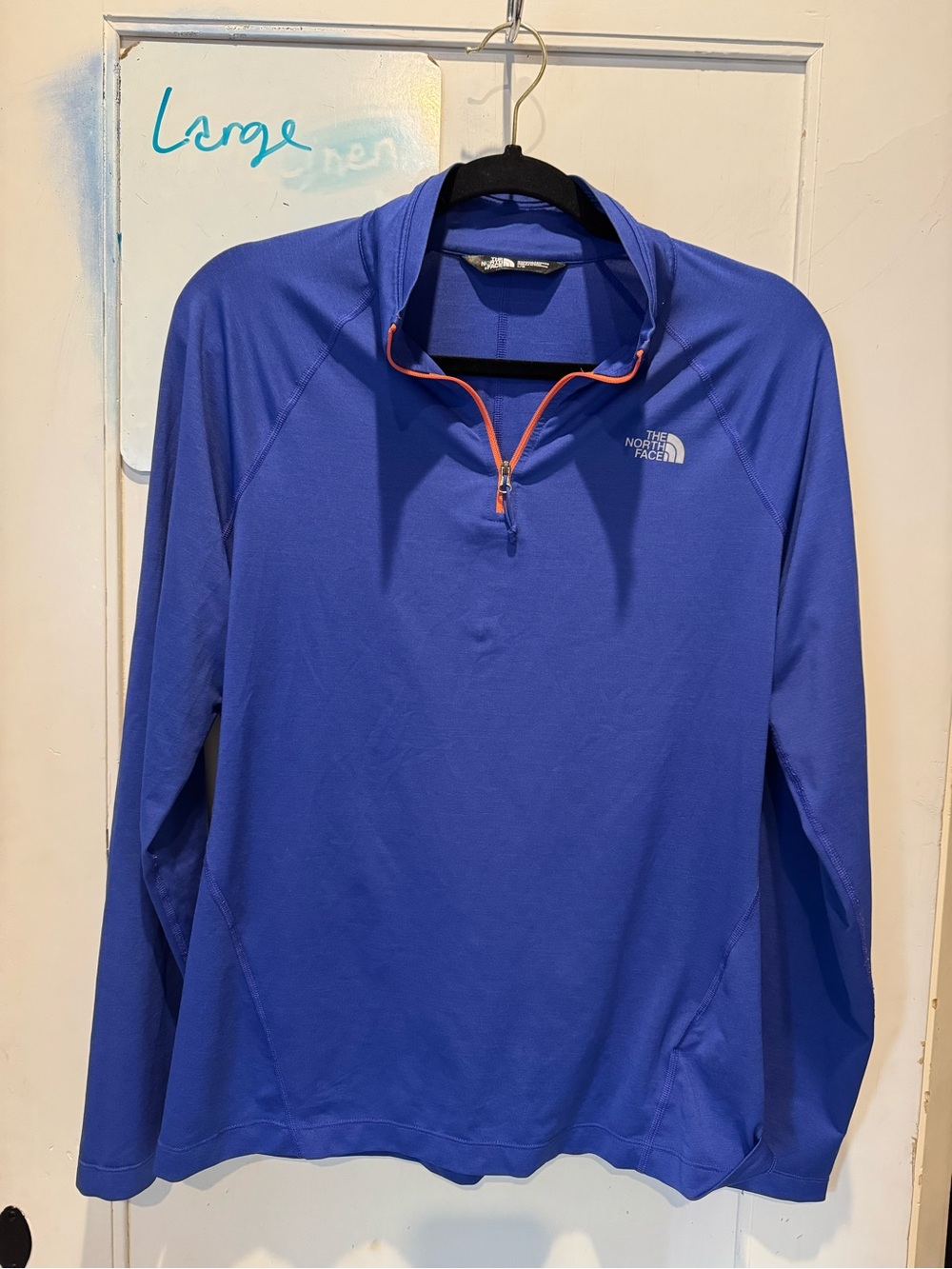 The North Face Royal Blue Quarter-Zip Pullover with Orange Trim